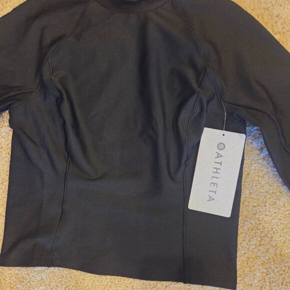 Athleta Interval Mock Neck Top Long Sleeve - Black Size XS - New with Tags - Picture 4 of 7